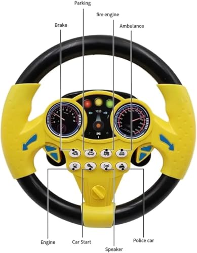 KIDSZONE Interactive Steering Wheel Toy Driving Simulator for Kids Ages 3+ with Lights & Sound Effects (Yellow&Black)