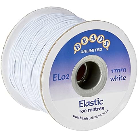 Beads Unlimited EL02-100 Elastic Beading Thread, White, 1mm Cover