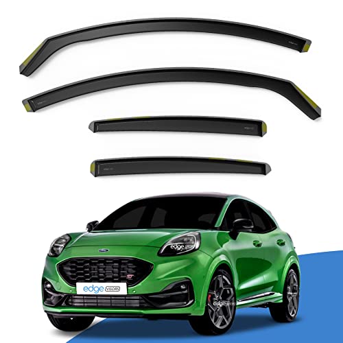 EdgeVisors Wind Deflectors | Fits: Ford Puma (2019-onwards) 5 Door SUV 4pc Set | In-Channel Rain Guards for Wind, Rain & Sun Protection, Easy Installation - Tinted