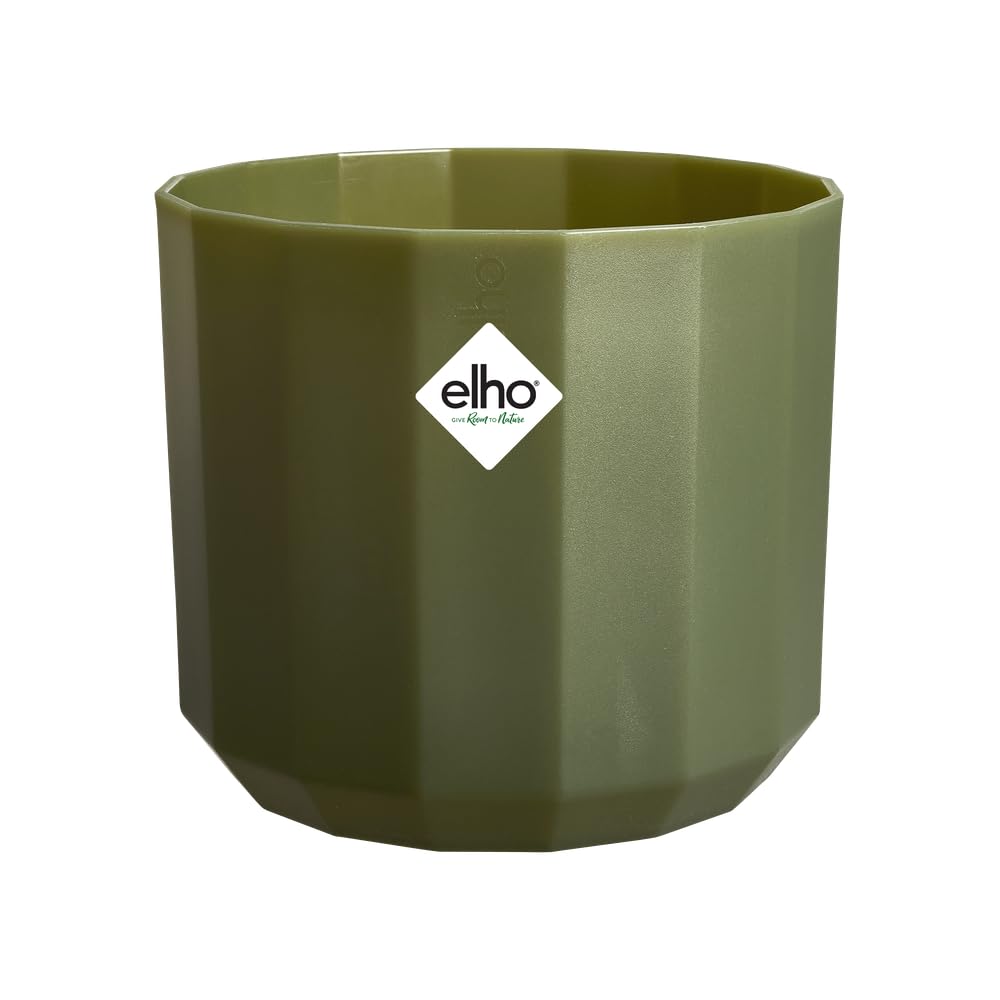 elho Facet Round 23cm - Indoor Plant Pot - 100% Recycled Plastic - Ø 22.7 x H 20.4 cm - Green/Forest Green
