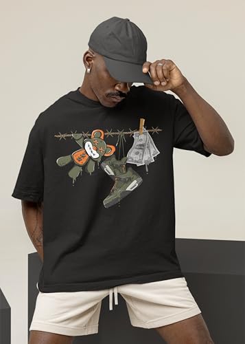AJ 4 Undefeatd 4s Olive Shirt, Shoes Drip, Shirts Match Sneakers 2D Sneaker T-Shirt Tee2