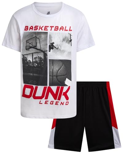Image of Pro Athlete Active Boys Short Sets - 2 Piece Performance Crewneck Short Sleeve T-Shirt and Shorts Boys Athletic Sets (8-16)