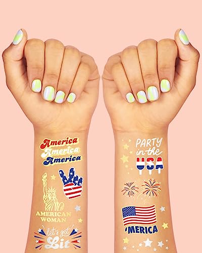 Xo, Fetti Fourth Of July Decorations Tattoos - 34 Styles | Red White And Blue Party Supplies, 4Th Of July thumb #2