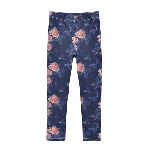 Rose Fish Starry Sky Girls Leggings Soft Stretch Workout Yoga Dance Pants for Kids Casual Tights