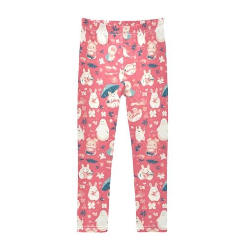 KLL Pink Glittering Little Girls Leggings Casual High Waisted Dance Pants Sports