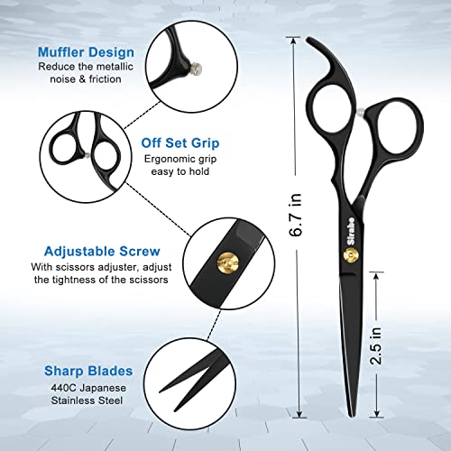 Sirabe BZP-9527 10 Pcs Hair Cutting Scissors Set, Professional Haircut Scissors Kit With Cutting Scissors, Thinning Scissors, Comb, Cape, Clips, Black Hairdressing Shears Set thumb #1