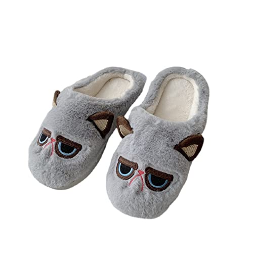 Kawaii Fuzzy Slippers Cute Soft Warm Cozy Animal House Slippers Winter Fluffy Funny Cartoon Shoes