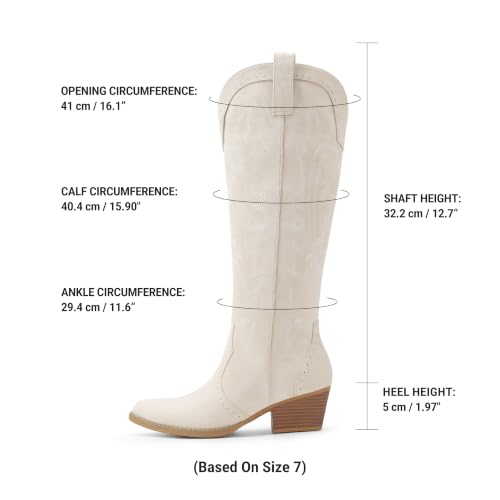 Image of DREAM PAIRS Women's Embroidered Western Pull-On Knee-High Cowboy Boots