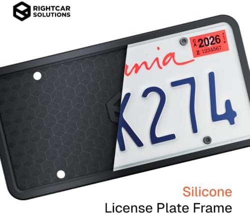 Rightcar Solutions Car Plate Frame, Silicone License Plate Frame, Rust-Proof Rattle-Proof Weather-Proof License Plate Holder for Front or Rear, Black, 1 Pack - 1