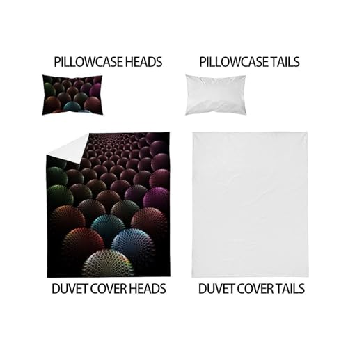 Housse de couette single 135x200cm microfibre boules colorées
