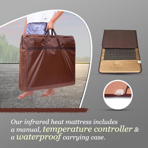 Image of AROGYA 1050 Tourmaline Stone Heating Mat For Back Pain Relief & Muscle Relaxation Far Infrared Heating Mattress Improve Circulation Ems Full Body Massage Therapy Use For Home, Office Clinic