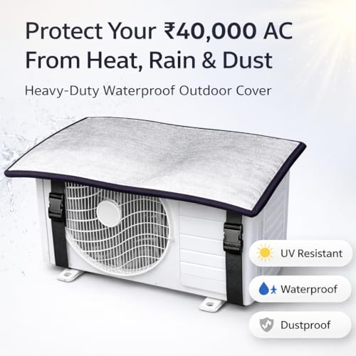 Image of Ac Outdoor Unit Cover for 1.5 Ton Split AC - 18MM Triple Layer Heat & Waterproof Protection | Heavy Duty Reflective Sun Shield Top Cover | Prevents Overheating, Rust & Rain Damage (36x24 Inch)