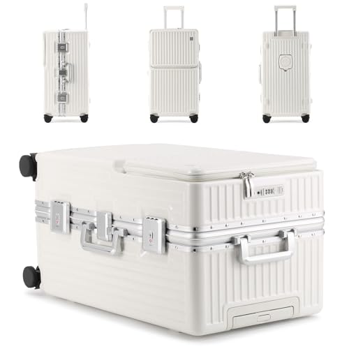 BEITH Widen Hardside Luggage with USB, Hook, Cup Holder, BS018 Aluminum Frame Suitcase with TSA Lock, Front Open, 360° Double Spinner Wheels, PC Alloy Box Shell, Aluminum Lifting Rod, Waterproof2