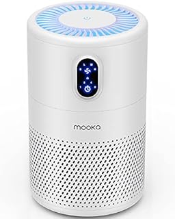 MOOKA Air Purifiers for Home Large Room up to 430ft², H13 True HEPA Air Filter Cleaner, Odor Eliminator, Remove Allergies Smoke Dust Pollen Pet Dander, Night Light(Available for California)