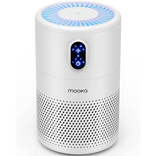 MOOKA Air Purifiers for Home Large Room up to 1076 ft², H13 True HEPA Air Filter Cleaner, Odor Eliminator, Remove Smoke Dust Pollen Pet Dander, Night Light(Available for California)
