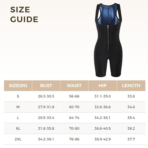 Women’S Full Body Sauna Suit, Waist Trainer Vest with Zipper, Breathable Sweat Enhancer, Elastic Jumpsuit, Size M