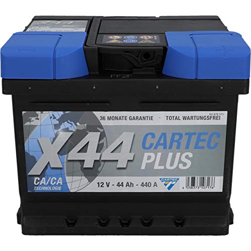 Cartec Plus Auto-Batterie, 44 Ah / 440 A, wartungsfreie Starter-Batterie, mit Calzium Technologie
