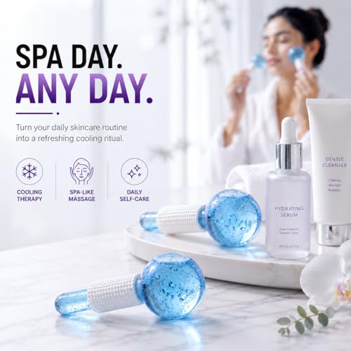 Image of Ice Globes Facial Cooling Massager, Pack of 2 | Skin Tightening, Reduces Puffiness & Dark Circles, Anti Ageing Cryo Roller, For Women
