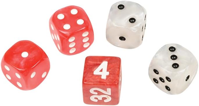 Philos 4111 Dice Set for Backgammon, Plastic, Red White, 16 mm, 4 Dice, 1 Doppler