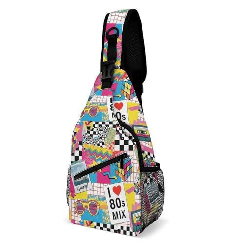 Sac bandoulière style années 80 mixte vintage et sac de poitrine sport