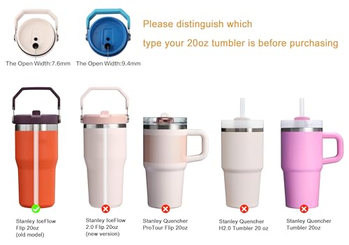 Image of Replacement Straws ONLY Compatible with 20oz Stanley IceFlow Flip Tumbler (Old Model) - Not for IceFlow 2.0 Flip 20oz - Accessories Set Includes 6 Hard Straws + 1 Cleaning Brush