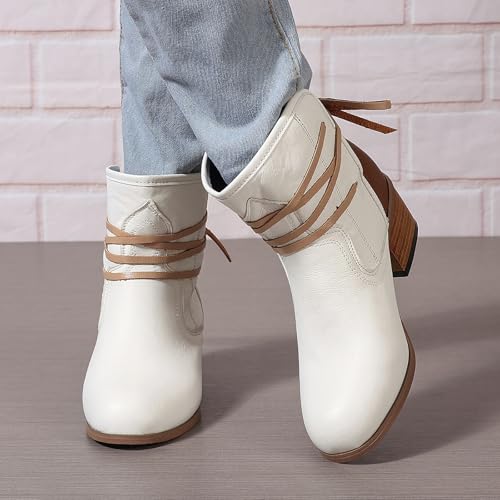 Bottines à talons bas Unifizz blanches, bottes courtes élégantes avec semelle confortable - 2