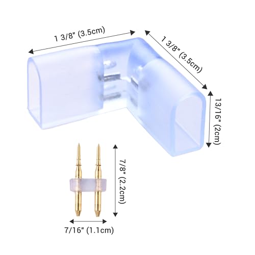 Image of Yescom 10 Sets of L Shape Corner 2 to 1 Wire Splice Connector with 2-Pin | for BiLume 2700K Sunset Glow Warm White AC110-120V LED Neon Rope Lights