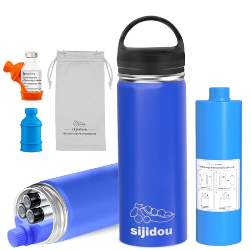 Sijidou Insulin Pen Cooler Travel Case for 2-3 Pens, TSA Approved Medicine Travel Cooler, Diabetic Insulin Cooler with Gel Ice Pack & Anti-Freezing Drawstring Bag for Insulin Pen & Epipen (Blue)