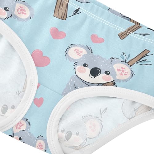 Wusikd Cute Koalas Bears Girls' Underwear Cotton Pink Hearts Girls Briefs Soft Toddler Underwear 2T4