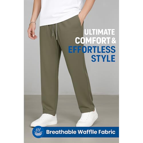 Aerostrides Pull-On Waffle Stretch Casual Pants for Men – Lacyaura Ultra-Stretch Breathable Loose-Fit Waffle Pant2