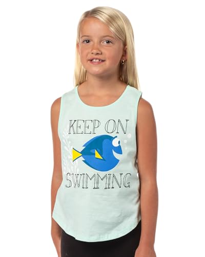 Disney Girl's Finding Dory Nemo Keep On Swimming Kids Sleeveless Shirt-Tail Hem Tank Top
