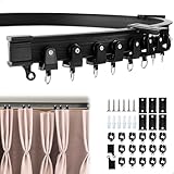 Rail Rideau Plafond Flexible, Rail Rideau Incurvé avec Roues Silencieuses, Montage Soft W...