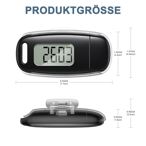 Ankilo 3D Schrittzähler, USB Aufladbar Walking Schrittzähler zum Gehen, Großem Display, Einfacher Schrittzähler Ohne App, Genauer Pedometer Verfolgen Sie Schritte