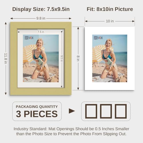 Image of VCK 8x10 Picture Frames 3 Pack, Gold Wood Photo Frame, Wall Display