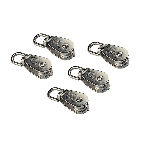 5PCS Stainless Steel 304 Single Sheave Swivel Eye Rope Pulley 15mm 20mm 25mm 32mm 50mm Rigging Hardware Lifting Swivel Pulley(15mm)