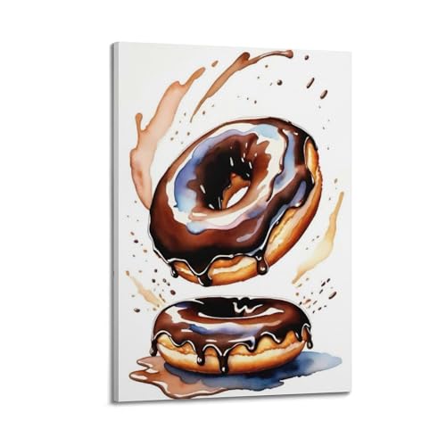Poster aquarelle chocolat WIZIGM 20x30 cm avec cadre pour décoration murale cuisine