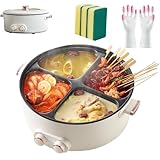 Four Grid Multifunctional Stew Pot, Electric Pot 4 Compartment Divider Cooker, 6L Large Capacity, One Pot with 4 Flavors, 4-Flavor Chinese Shabu Shabu Pot for Home Party
