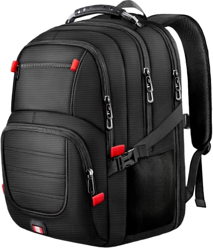 Image of 55L Gaming Laptop Backpack, Fits 18.4-19 inch Laptop, Black | 180 TSA-Friendly Carry On Design with Padded Laptop Compartment, Water-Resistant, Adjustable Strap, Handle for Men Women