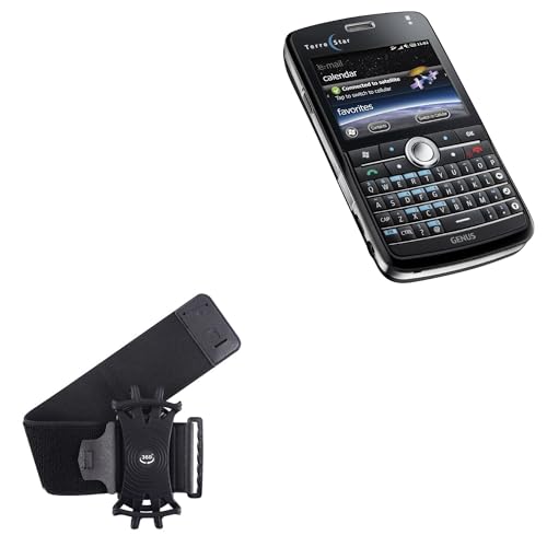 BoxWave Holster Compatible with TerreStar Genus - ActiveStretch Sport Armband, Adjustable Armband for Workout and Running - Jet Black