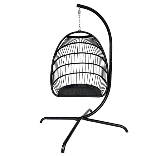 Swing Egg Chair Indoor Outdoor Wicker Rattan Patio Basket Hanging Chair With C Type Bracket #TOP4