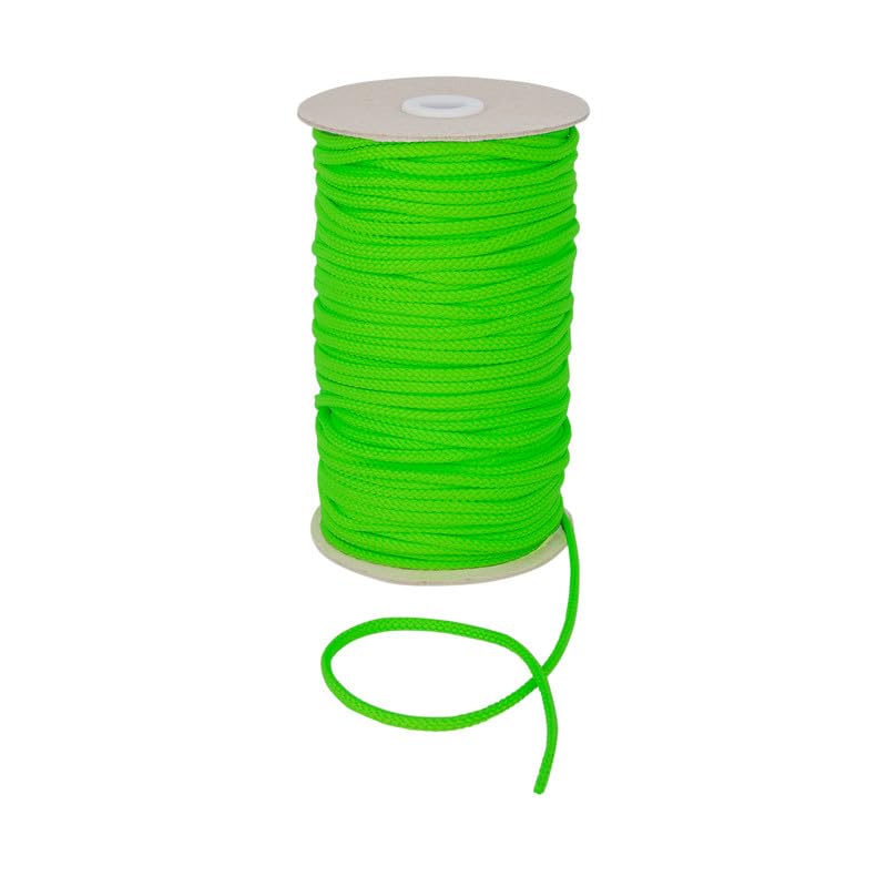 Durable Anorak Braided Cord - 4mm Wide Polyester Drawstring Cord Laces Hoodie String Jogger string clothing cord lace tying lanyard rope craft project (Flo Green,25)-Craft Queen LTD