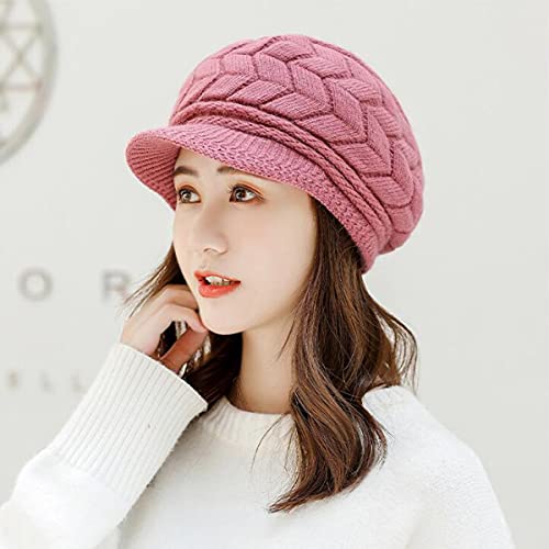 Image of Women Winter Warm Knit Hat Slouchy Beanie Cap with Visor.