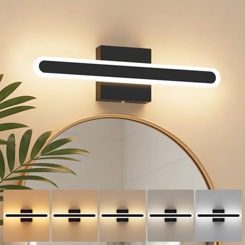 Recopilación de Lámparas para el espejo del cuarto de baño los 5 más buscados. 46 Lámpara LED de Tocador, 40cm 16 pulgada Luces de Tocador Moderna de 12W 5CCT 6000K/5000K/4000K/3000K/2700K Aplique De Baño Led Accesorio de Iluminación de Espejo Apliques de...