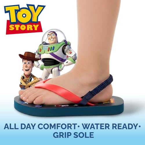 Image of Disney Girls Boys Character Flip Flops Sandals Kids Water Shoes - Minnie Mickey Moana Toy Story Frozen Cars Encanto Princess Thong Beach Slides Slip On Quick Dry (Toddler-Little Kid)