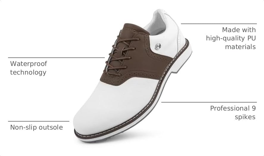 Image of THESTRON Men Golf Shoes Waterproof Professional Golf Footwears Spikes Spikeless Golf Walking Sneakers Turf Sports Golf Training Sneakers for Men
