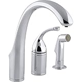KOHLER K-10430-CP Forte Single Control Remote Valve Kitchen Sink Faucet with Sidespray and Lever Handle, Polished Chrome
