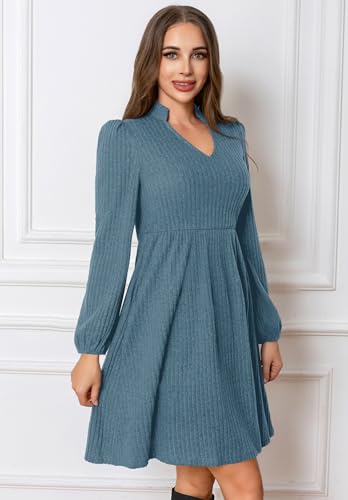 Image of MarryUP Womens Work Dresses Elegant Square Neck 3 /4 Sleeve High Waist Bodycon Ruffle Vintage Church Pencil Midi Dress