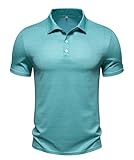 Umturmok Men's Performance Printed Golf Polo Shirts Moisture Wicking Quick Dry Short Sleeve Polo Shirts for Men Casual Activewear Green Stripe S