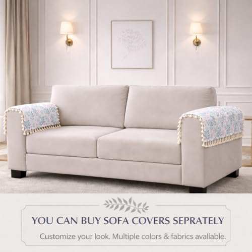 Image of STITCHNEST Printed Quilted Sofa Arm Cover with Tassels | Stylish Hand Rest Protector | Soft & Durable | 18 x 22 Inches