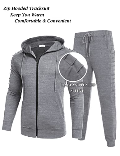 Coofandy Mens Sweatsuits 2 Pcs Hooded Tracksuits Athletic Jogging Suit Sets With Pockets #TOP1